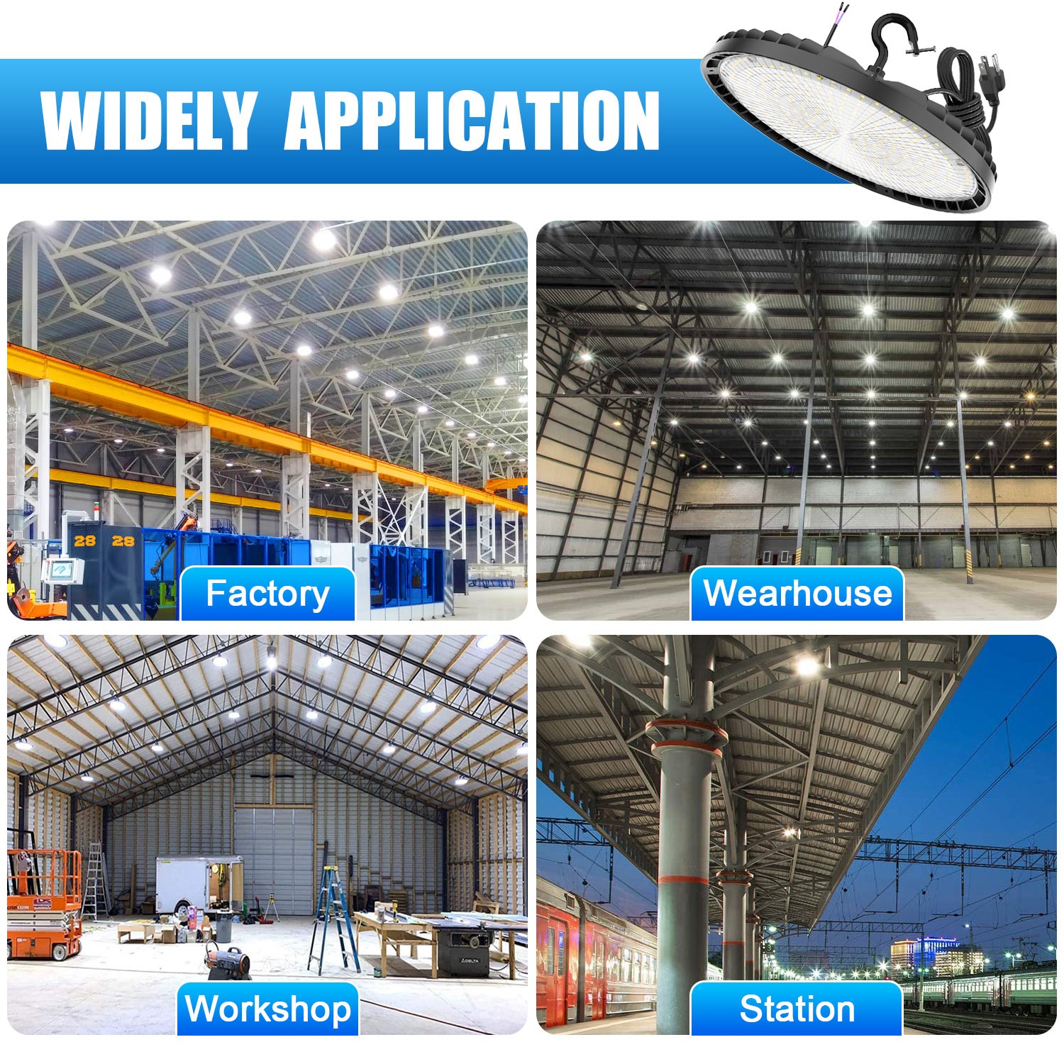 150 Watts UFO LED Light High Bay 5000K Warehouse Commercial Lighting 22500 Lumen