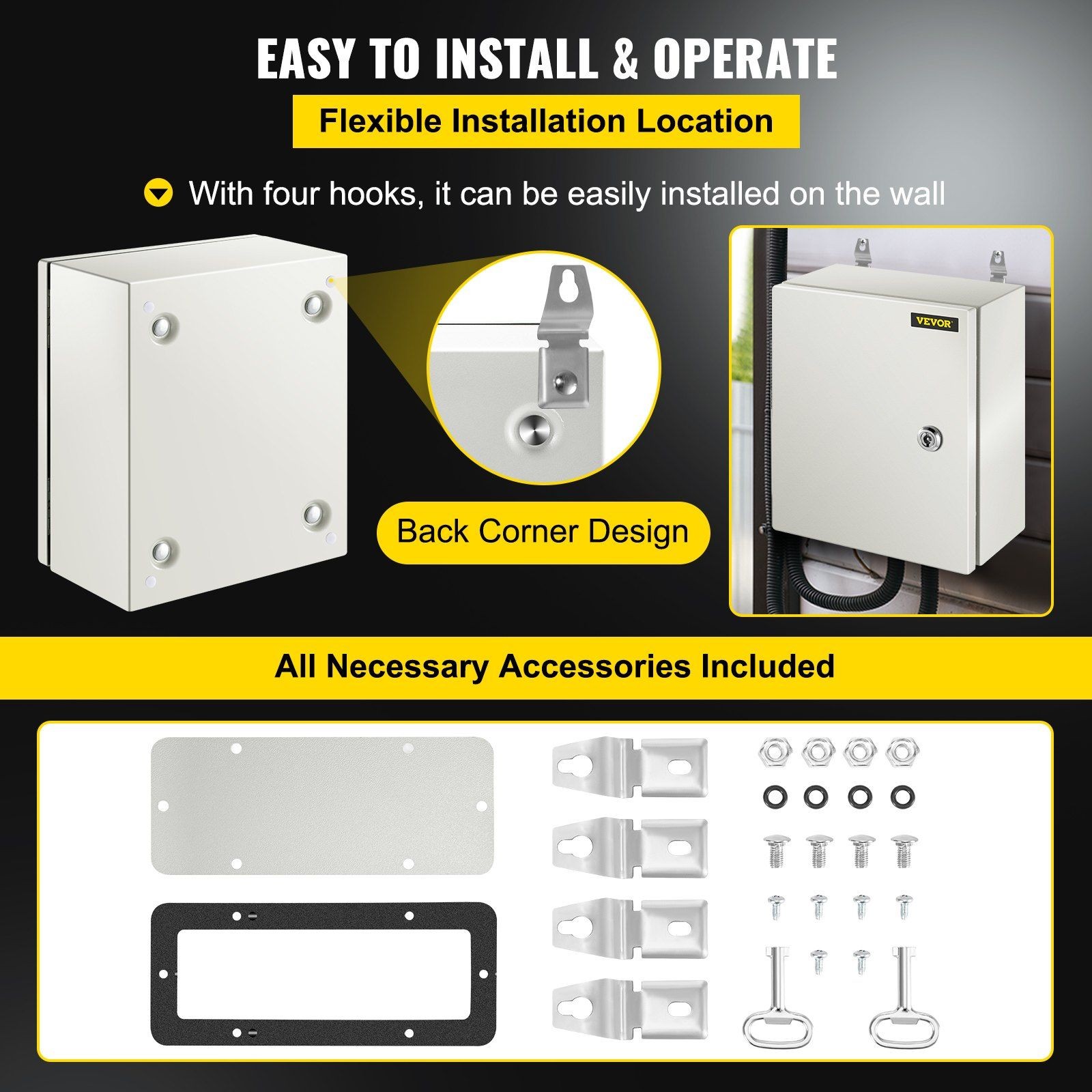 Sturdy Metal Enclosure 12x10x6inch IP66 Waterproof Electrical Box with Plate
