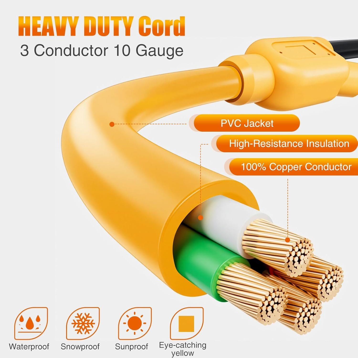 35 FT Flat RV Generator Adapter Cord NEMA Tt-30P to 3X 5-20R/5-15R, 30A to 110V