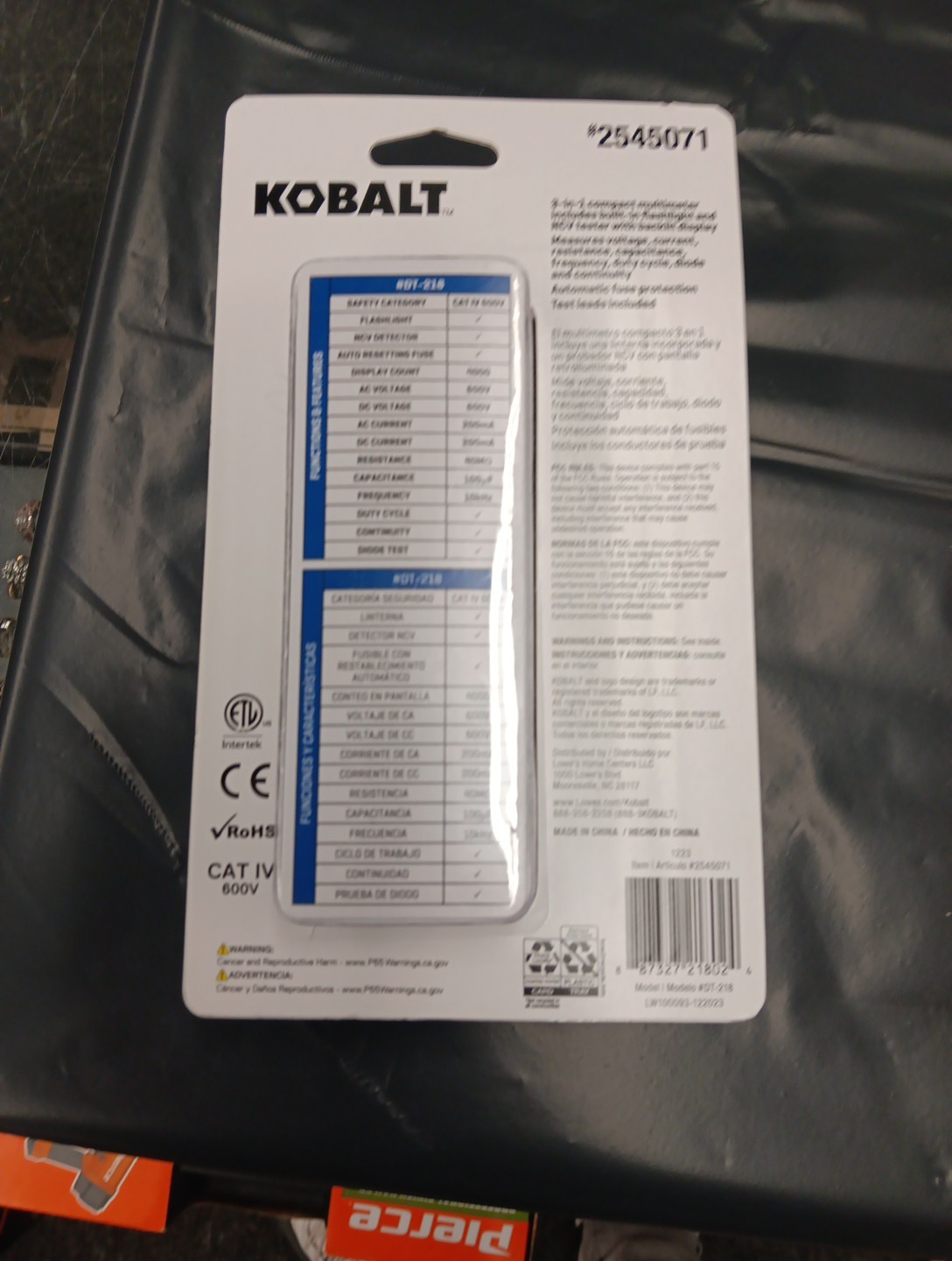 Kobalt Tools 2545071 Compact Multimeter CAT IV With Batteries 600V 3-In-1 NCV
