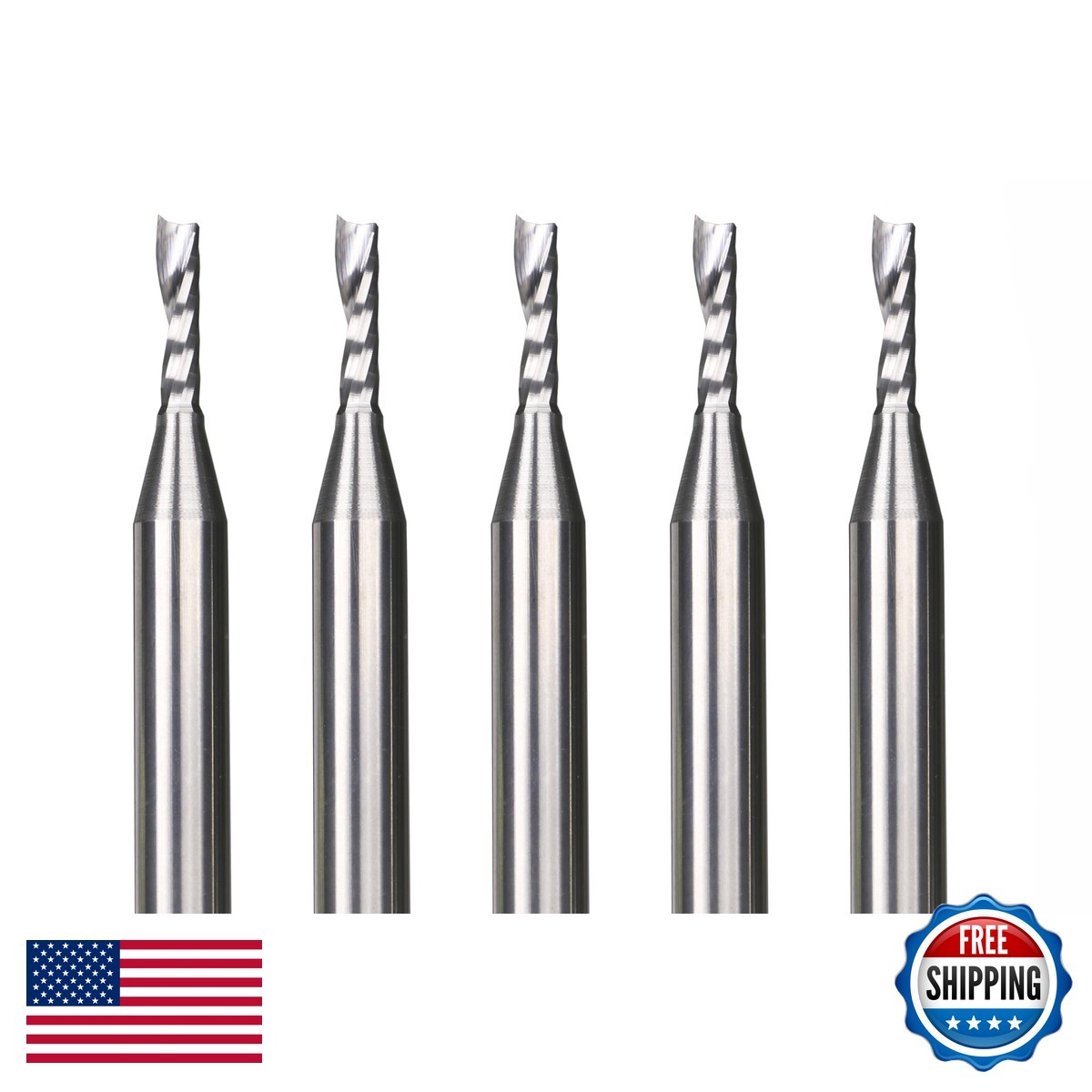 DashHound BRO02 5PCS O Flute Spiral CNC Router Bit 1/4″ Shank 1/8″ Carbide