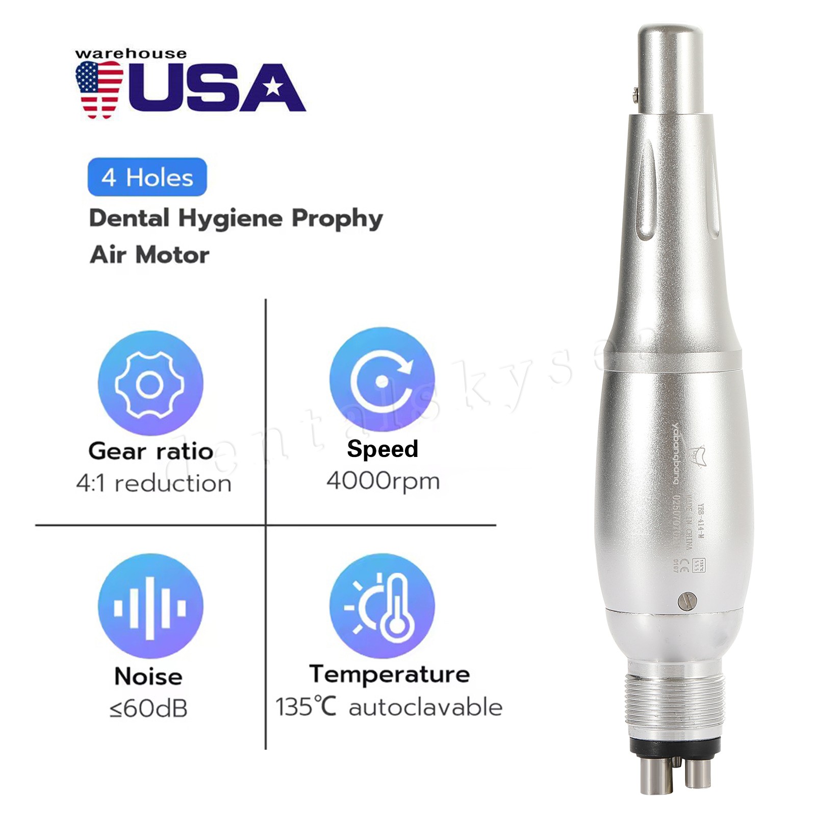 Premium Style Dental Hygiene Prophy Handpiece Air Motor 4 Holes & 4:1 Nose cone