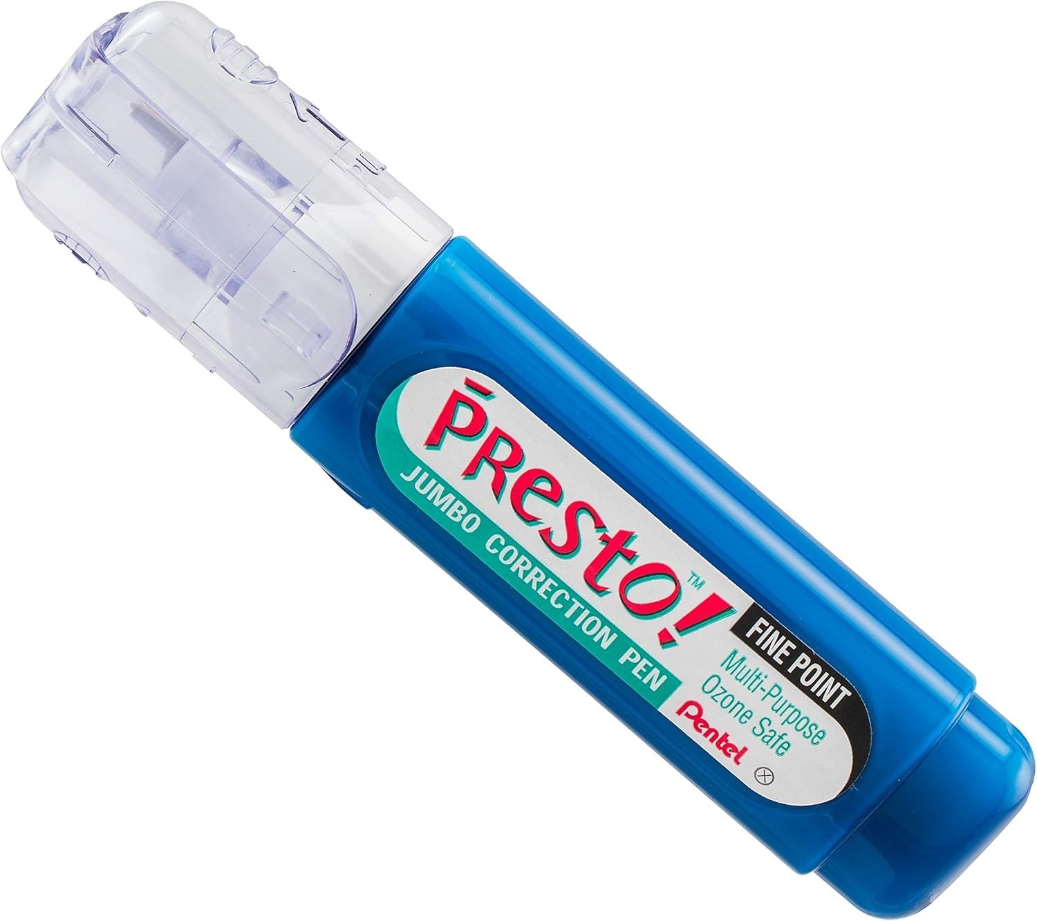 Pentel Presto! Jumbo Correction Pen, Fine Point, Metal Tip, Box of 12Blue/White