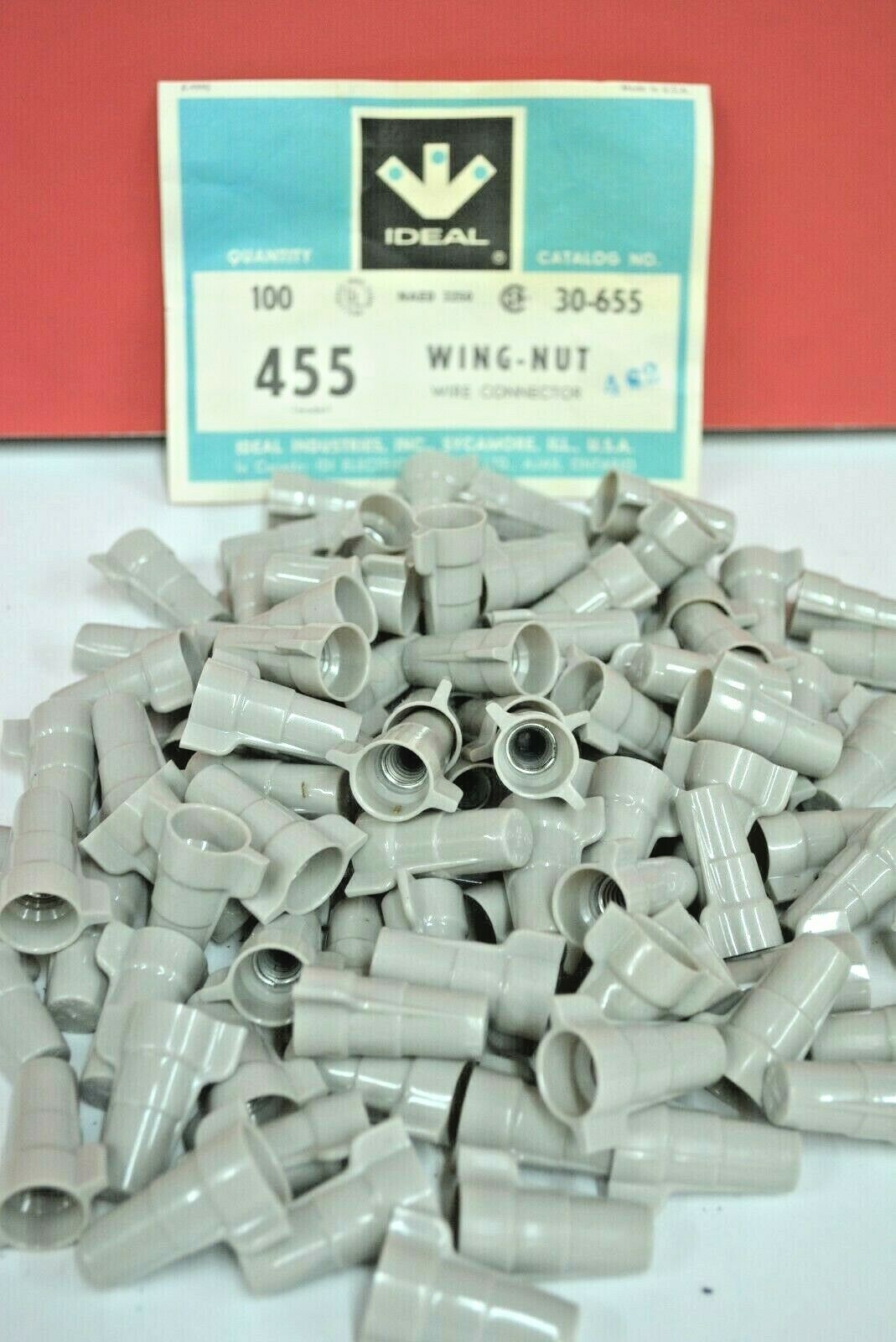 100 x WINGED TWIST 300V 22-16 AWG GREY Electrical WIRE Spring CONNECTOR 455 NEW