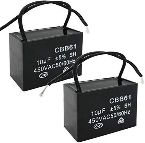 CBB61 10uF AC 450V 50 60Hz 2 Wire Metallized Polypropylene Film Capacitor Fan