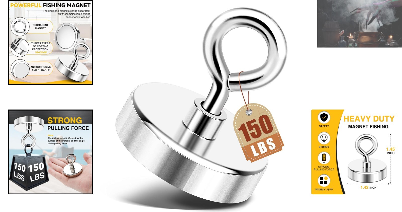 150lbs Pulling Force Neodymium Fishing Magnet 1.42in for Safe Retrieval