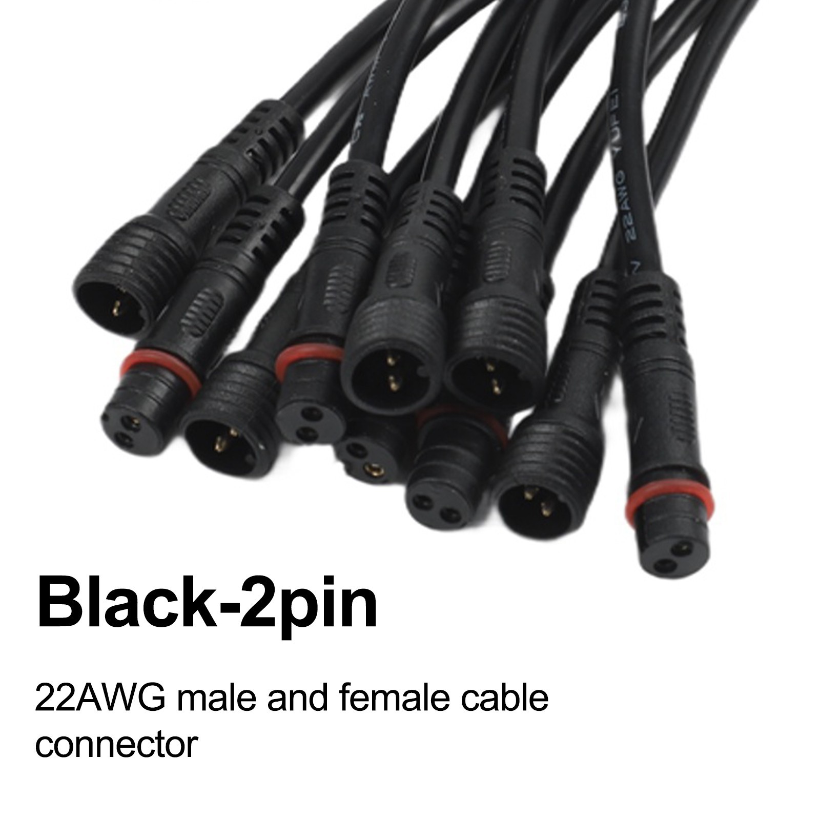 5 *Pair 2/3 Pin 22AWG Wire Light Bar Connector 6A LED Male And Female Cable New