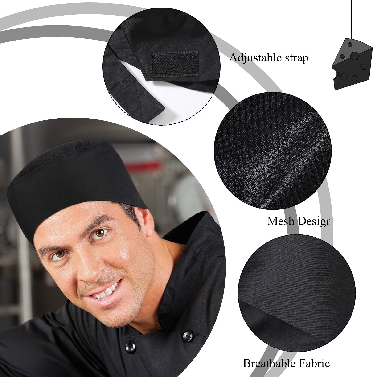 Unisex Chef Hats for Men Women Adult Adjustable Chef Beanie Caps with Breatha…