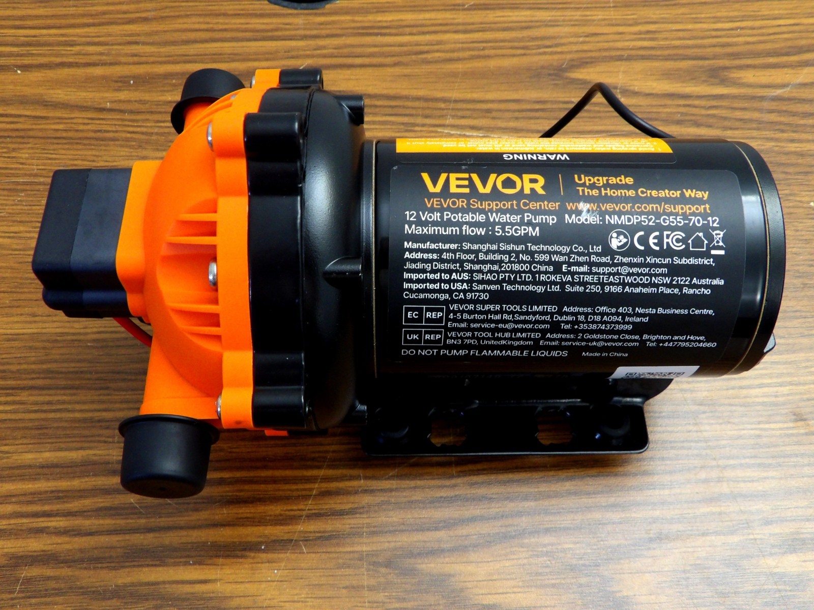 Vevor 12V Water Pressure Diaphragm Pump Self-Priming Pump 70 PSI 5.5 GPM Boat RV