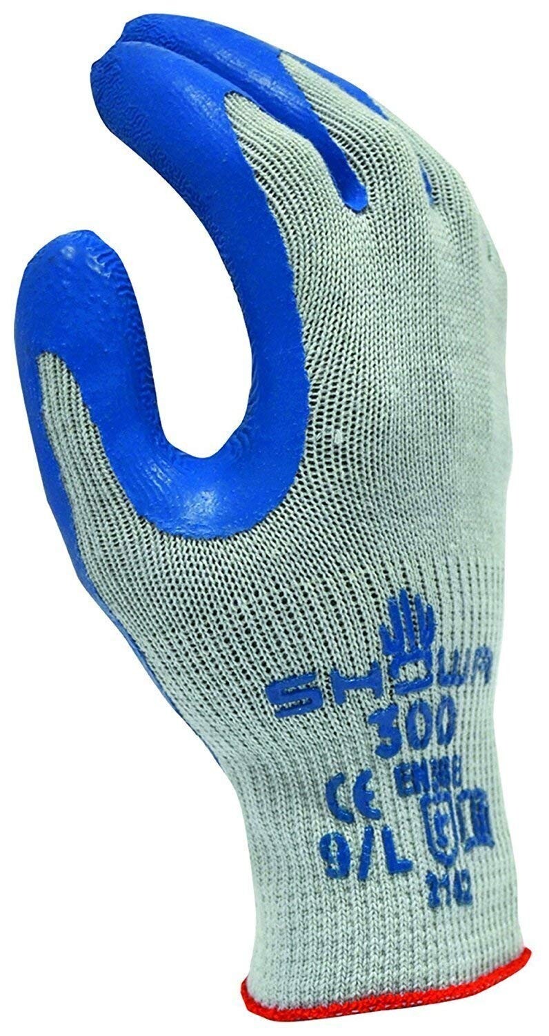 Showa Atlas 300 8/M Medium Work Gloves Blue/Gray Rubber Coated 1/12/72/144 Pairs