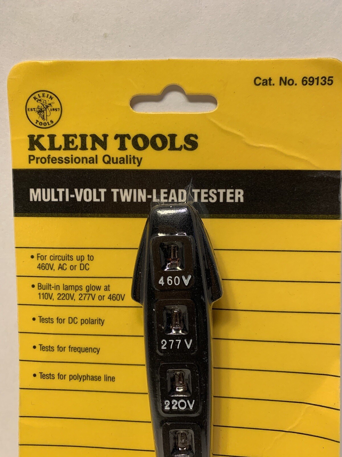 Klein Tools 69135 Multi-Volt Twin-Lead Tester 110-220-277-460 Volts AC or DC NEW