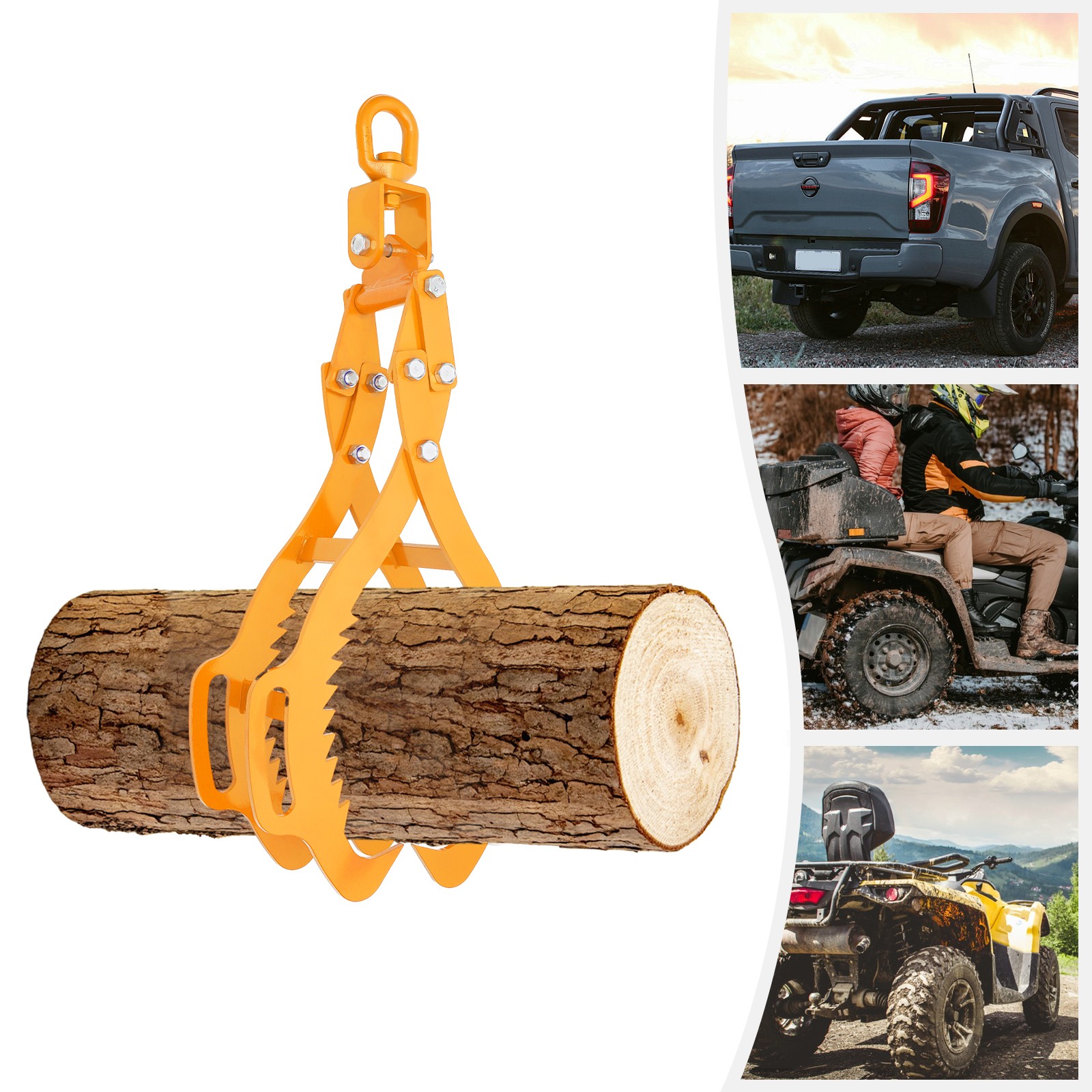 28in Log Lifting Tongs Timber Lifting Tongs 4-claw Yellow For Truck ATV Tractor