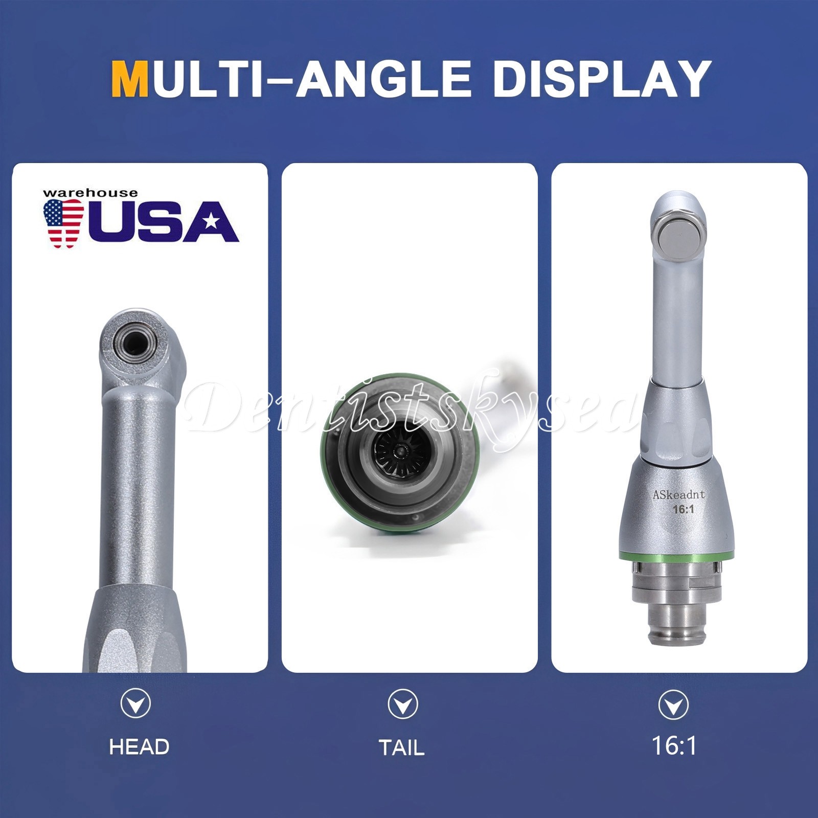 1-10 Dental Cordless LED Endo Motor 16:1 Contra Angle/Contra Angle Head