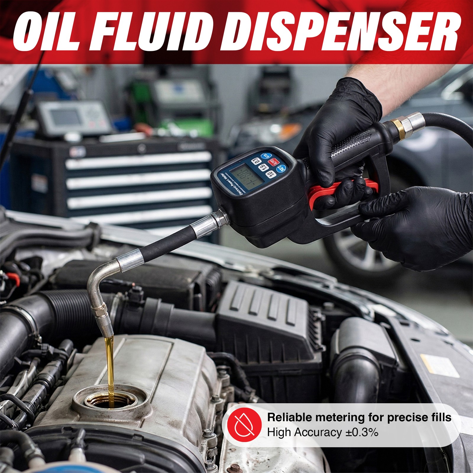Digital Oil Meter Gun with LCD Display for Lubricants and Diesel, Preset Gun