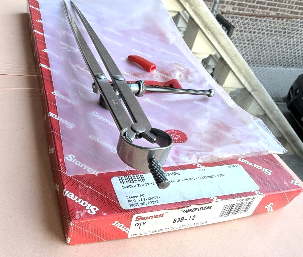 New! STARRETT No. 83B-12 Spring-Type Dividers W/Flat Legs; 12.0” Size & Capacity