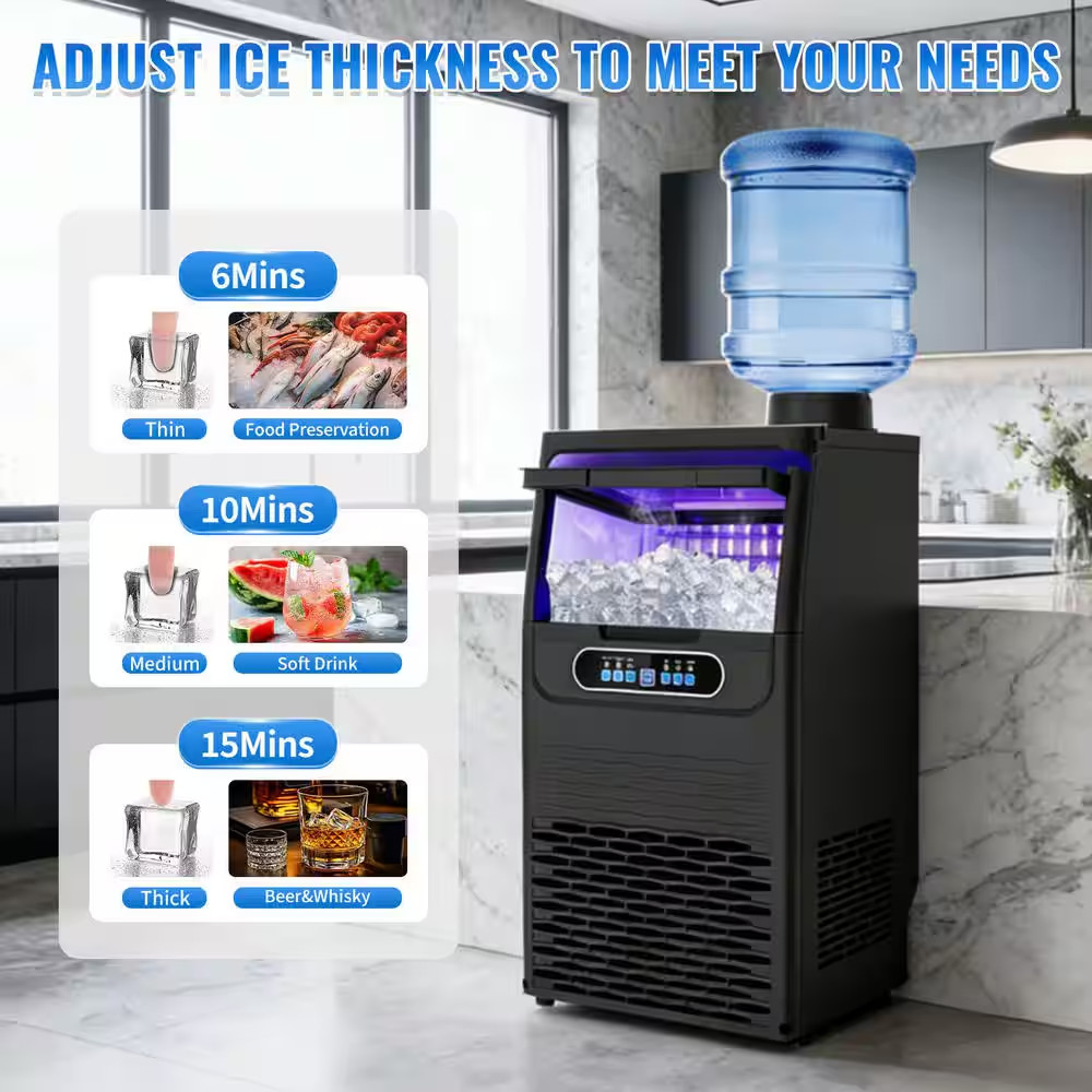 14 In. 100 Lbs./24H Built-In or Freestanding Half Size Cubes Ice Maker with 30 L