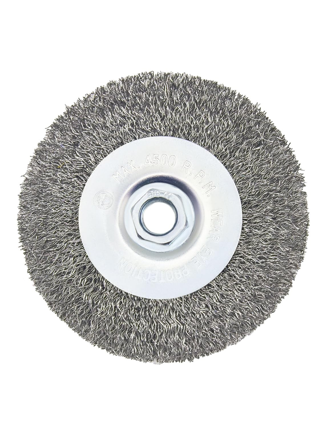 Crimped Wire Wheel Brush 4In 5/8-11 Threads Arbor for 4-1/2″ Angle Grinder Meta