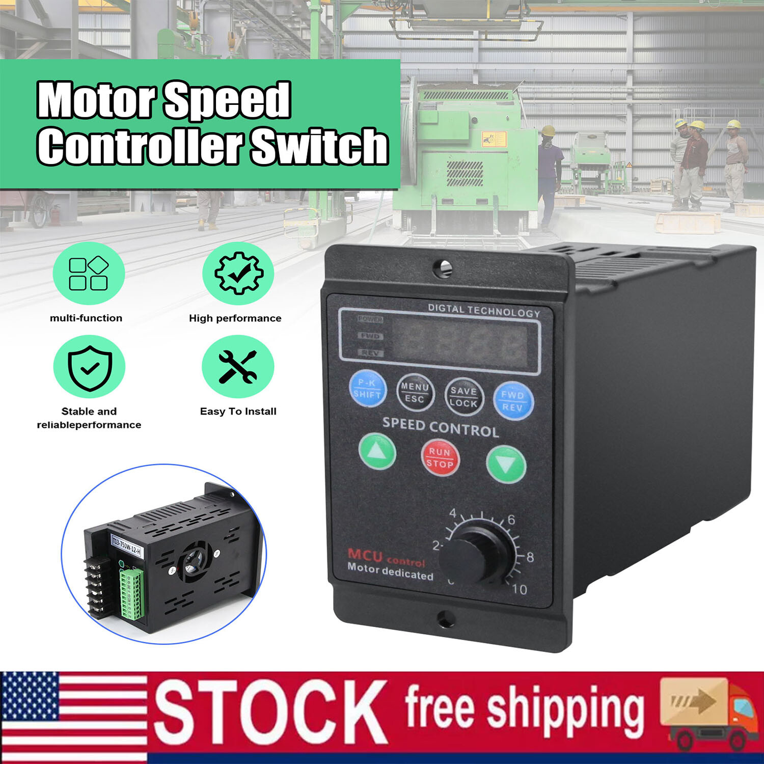 Single To 3 Phase 750W 1HP 220V Variable Frequency Drive Inverter VFD VSD 1-99HZ