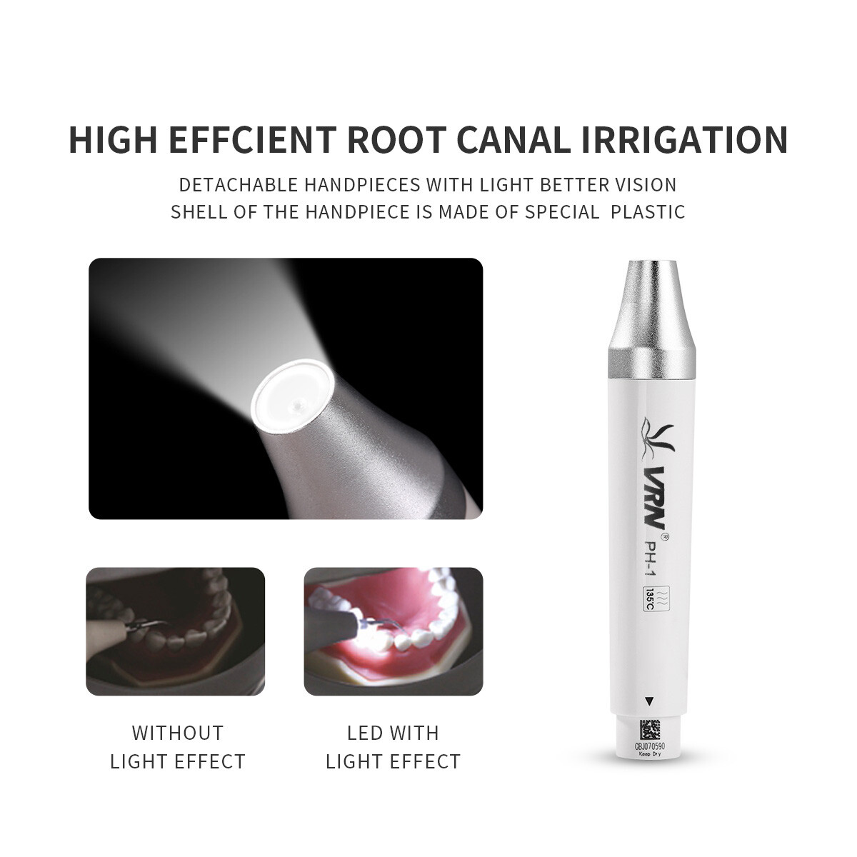 Dental Lab Ultrasonic Piezo Scaler LED Handpiece Fit Woodpecker EMS VRN+5Tips