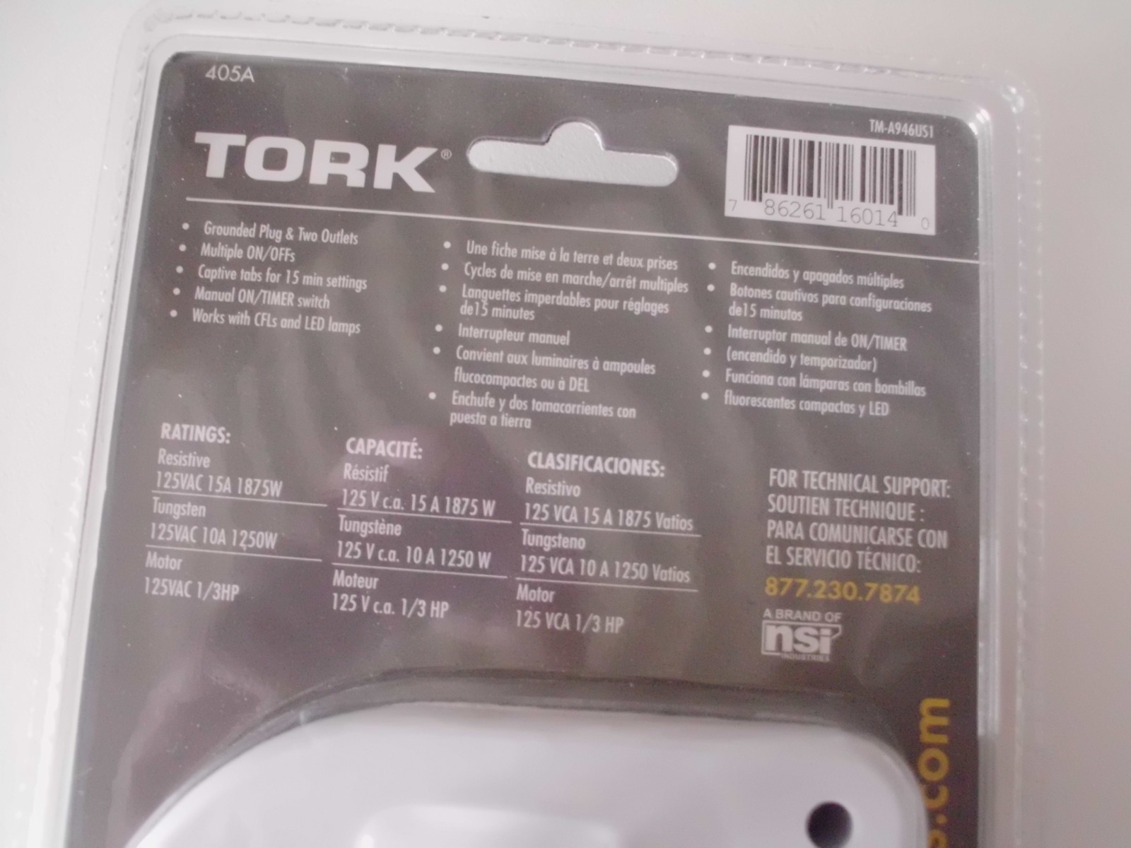 TORK INDOOR TIMER EASY-SET-LIGHTING HEAVY DUTY 15AMP 2 PLUG INS NEW UNOPENED.