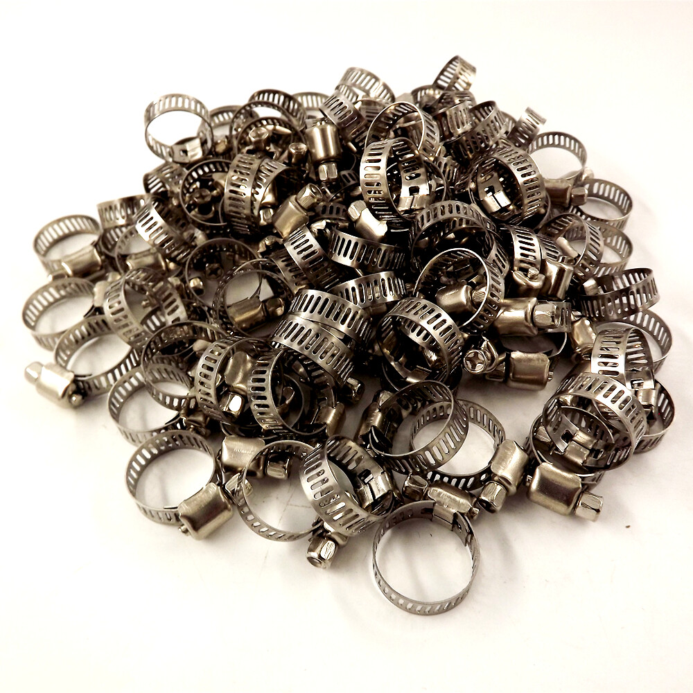 100 Pack 3/4Inch – 1Inch Adjustable Drive Hose Clamps Worm Clips Stainless Steel