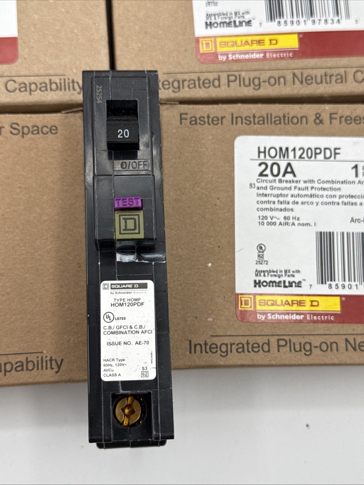 10PCS SQUARE D HOMELINE HOM120PDF HOM120PDFC 20A AFCI/GFCI -PLUG ON NEUTRAL