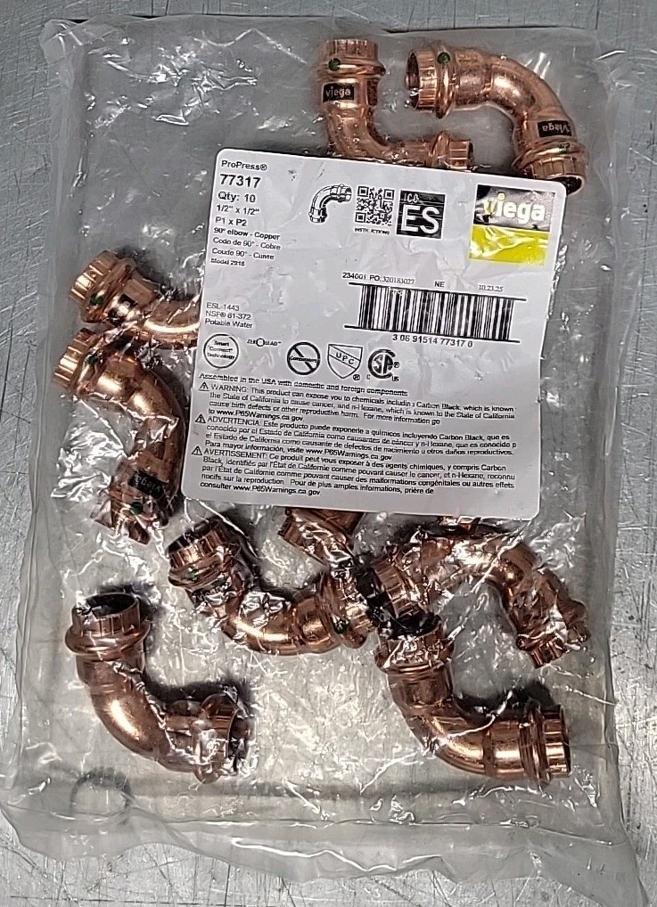 (Bag of 10) Viega 1/2″ ProPress Copper Elbow 77317