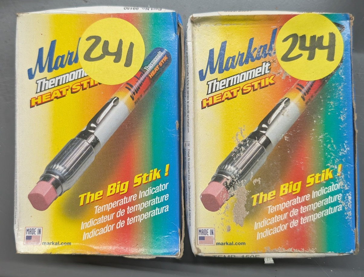 Lot of 2 Markal Thermomelt 150F / 66C Certified Heat Stik 089150 Nuclear Grade