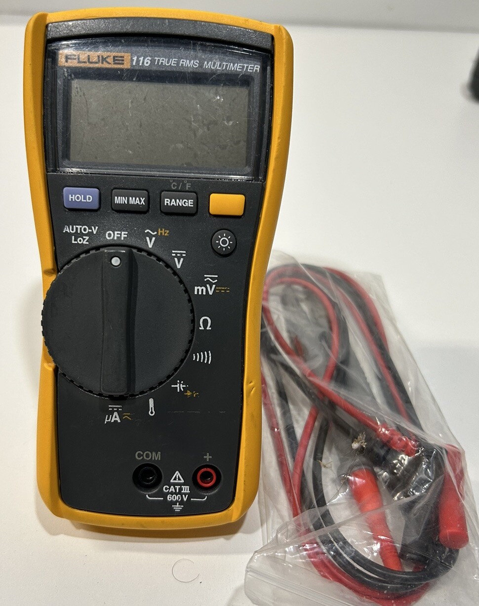 Fluke 116 HVAC AC/DC600V True RMS Digital Multimeter,Temp ,Capacitance ,Ohm,Freq
