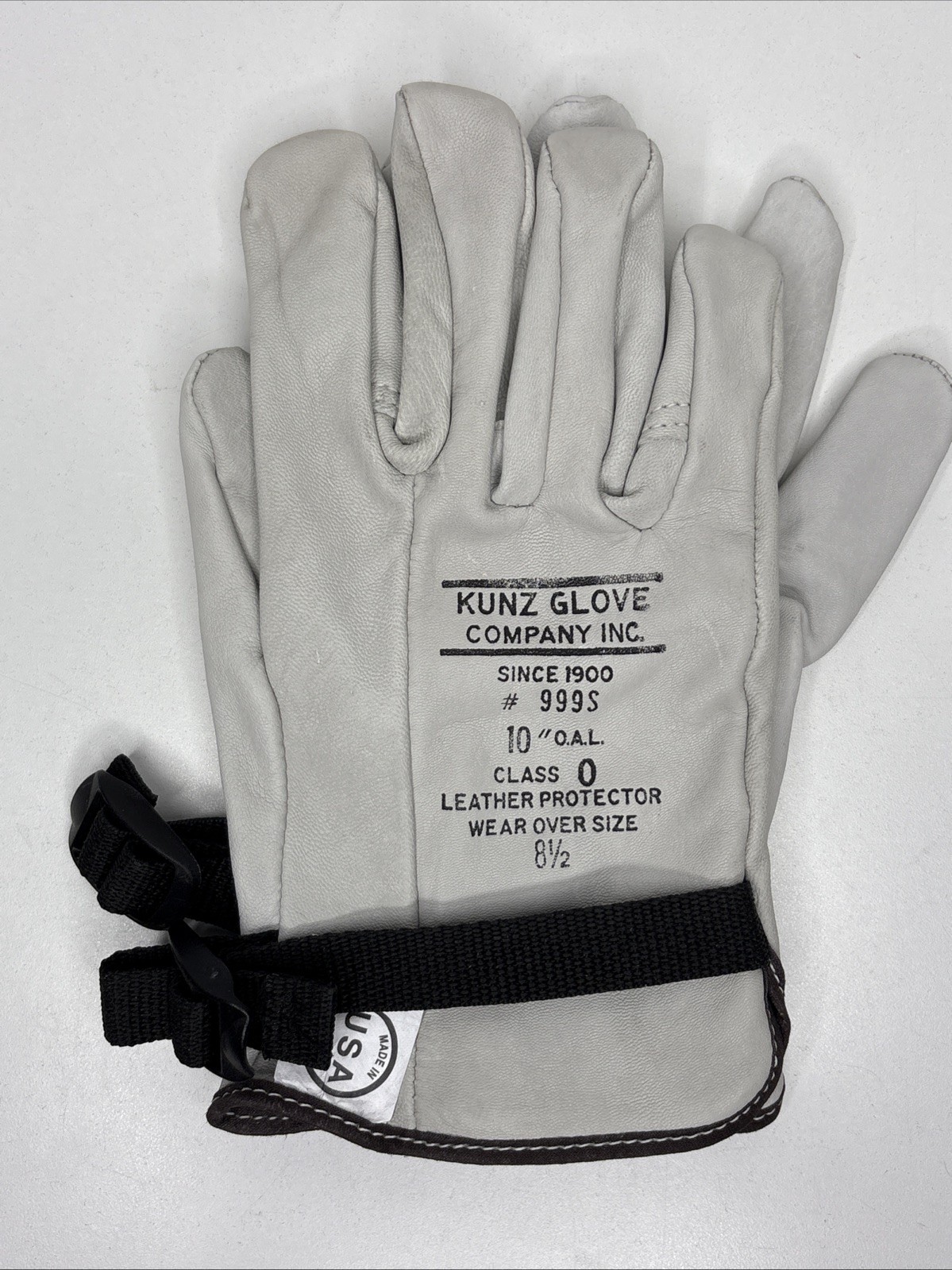 Kunz Gloves Class 0 Goatskin Leather Protector #999S Wear Over Size 8.5 Rubber