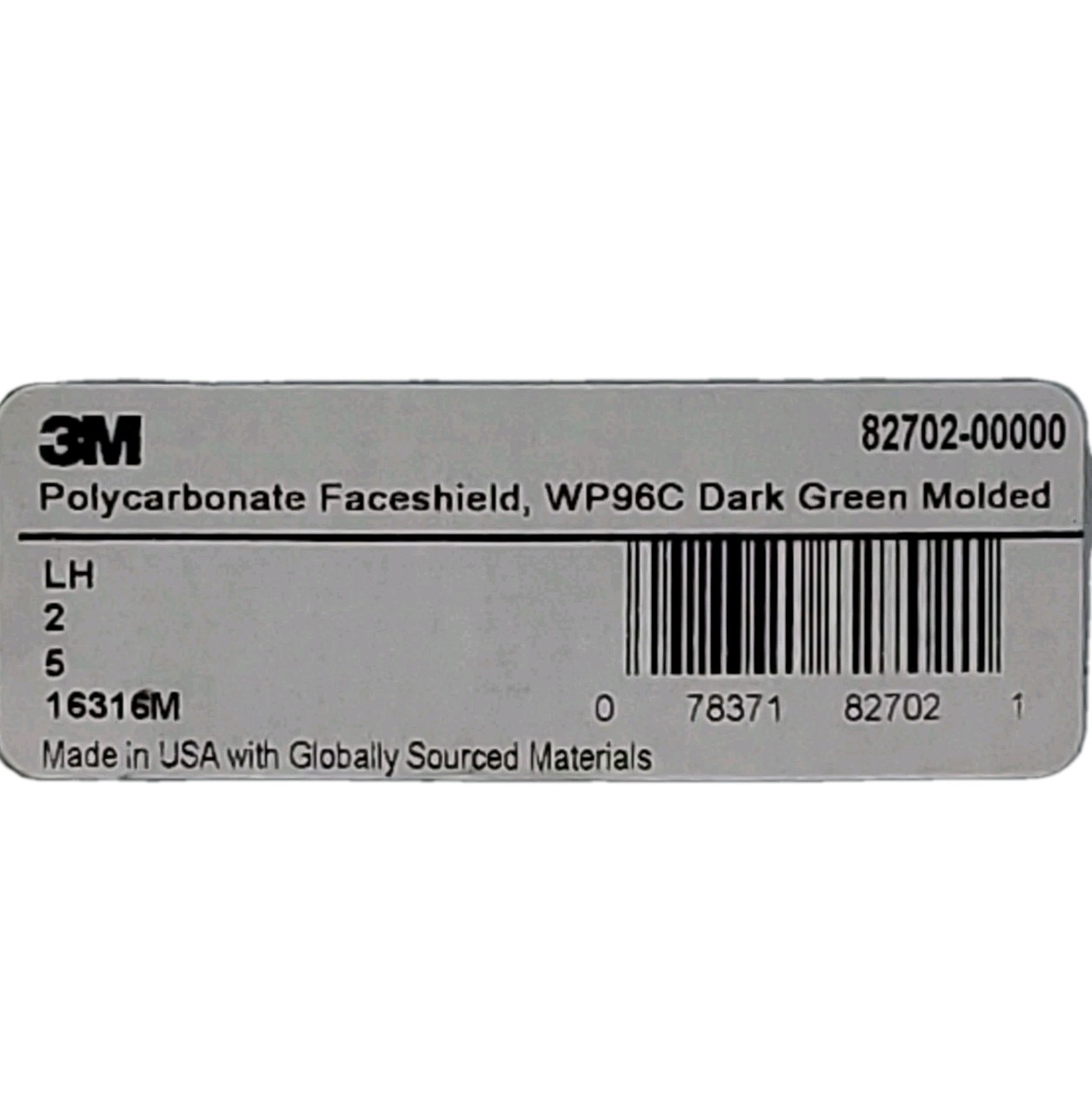 Lot Of 2 3M WP96C Dark Green Molded Polycarbonate Faceshield 82702-00000 ANSI