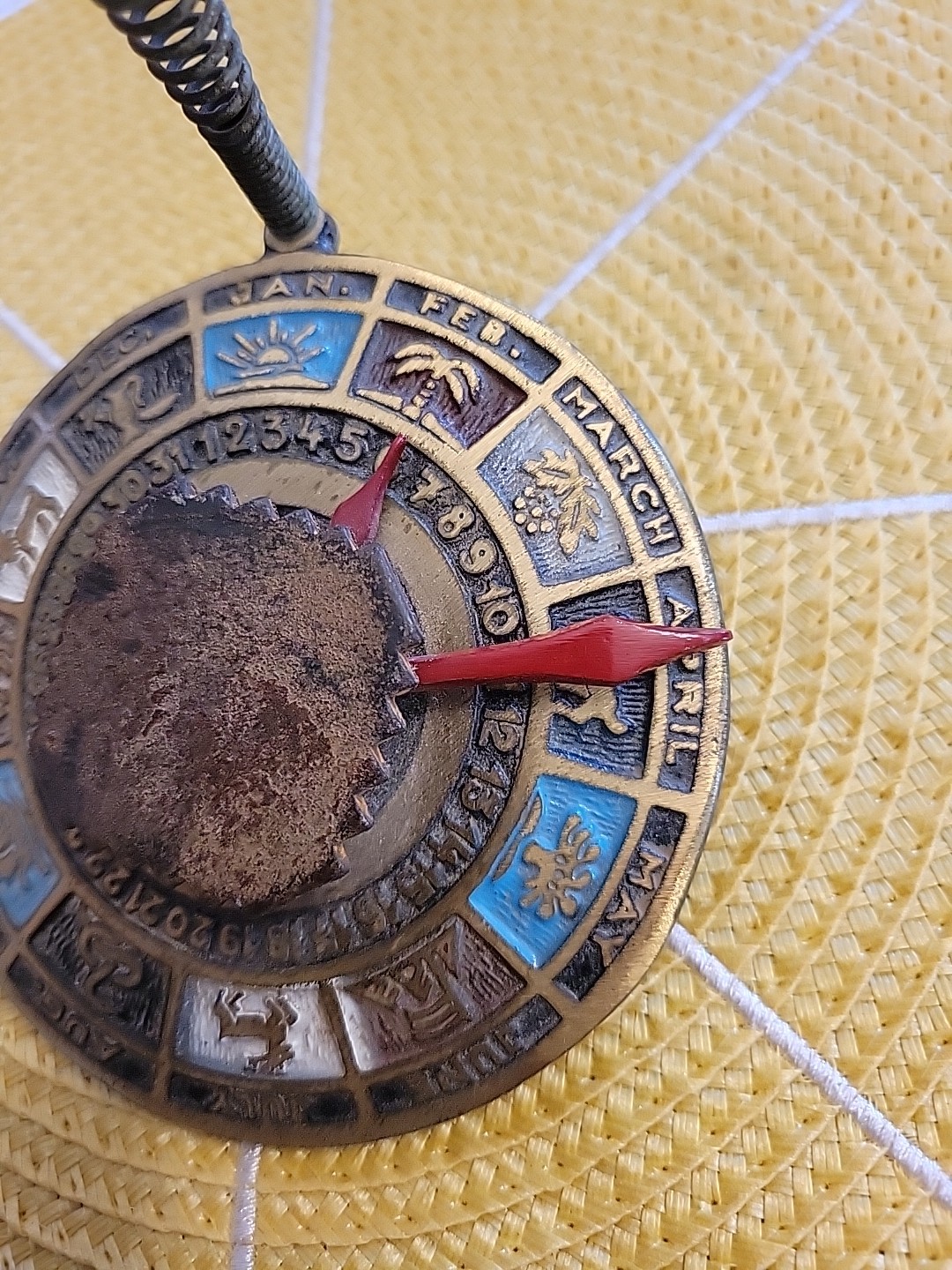 Vintage Metal Zodiac Calendar Desk Decor Made in Israel