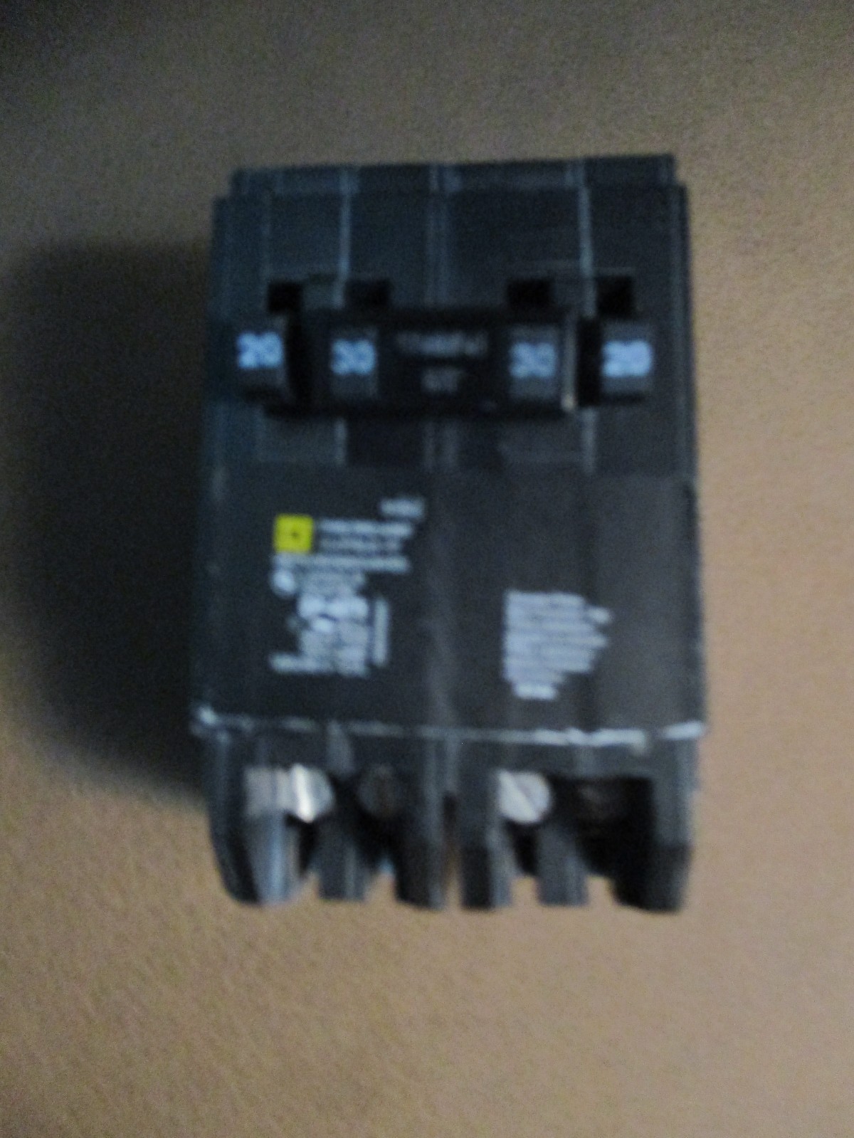 Square D Homeline 1-20 Amp 2-Pole, 1-30 Amp 2-Pole Quad Tandem Circuit Breaker
