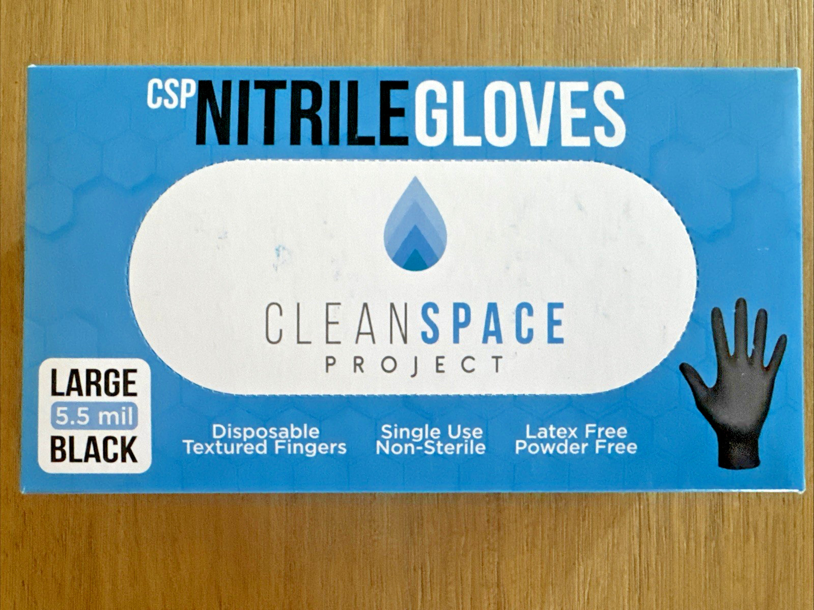 5.5 Mil Blk Nitrile gloves, 1-Lrg Case of 1000 Textured Fingers, Latex Free
