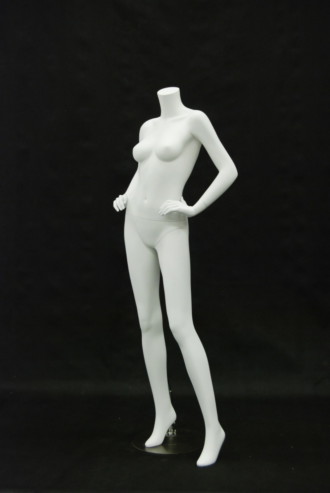 Headless Female Matte White Fiberglass Full Body Fashion Mannequin with Base