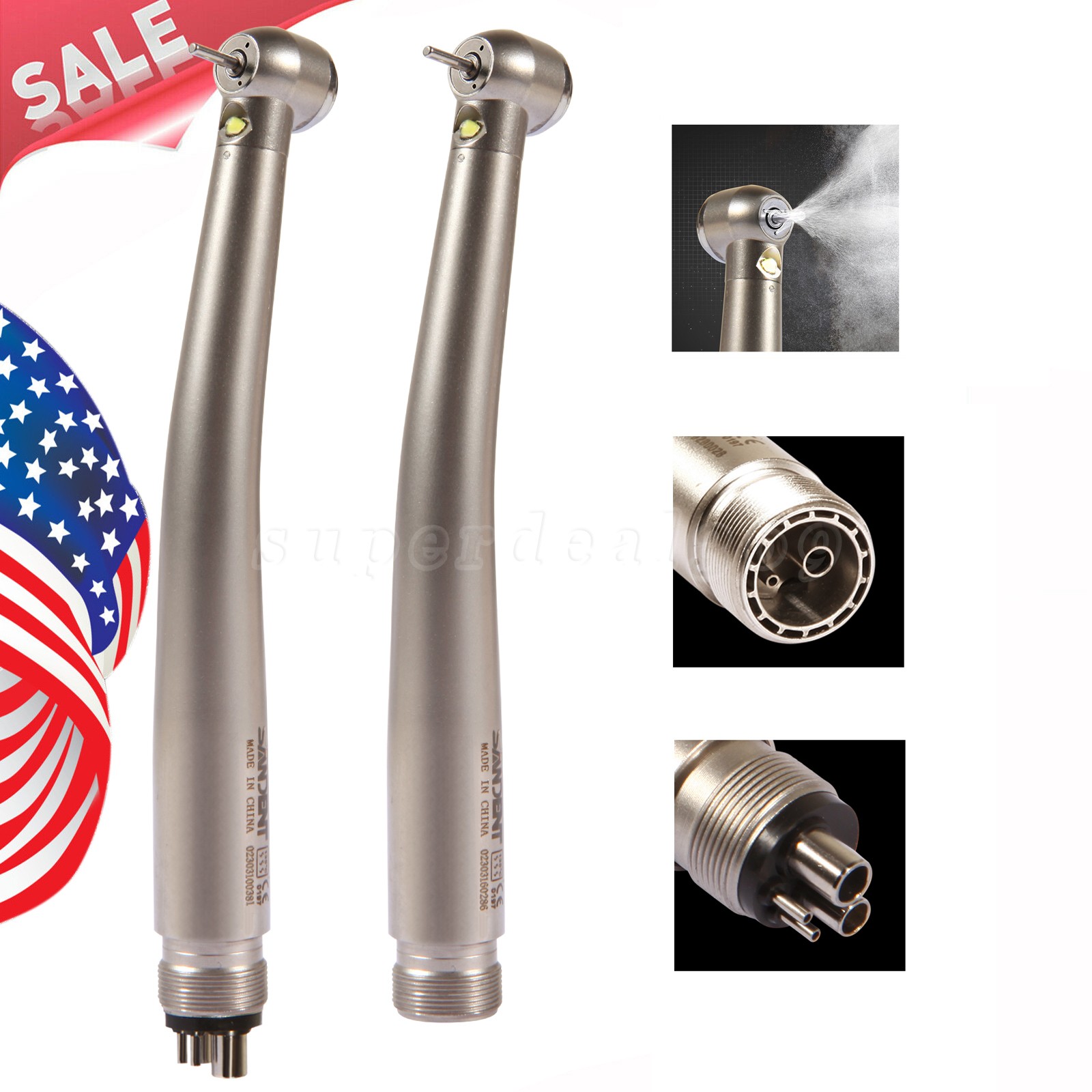Dental High Speed Handpiece LED Type Turbine 2/4 Holes E-generator Triple Spray