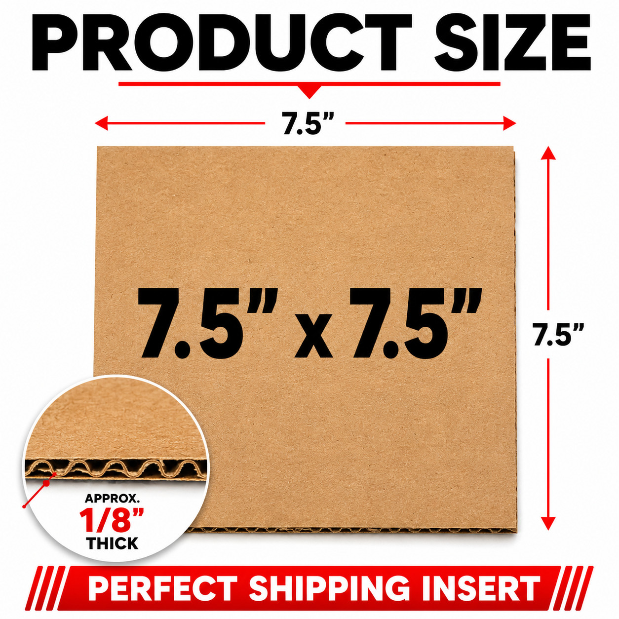 7.5 x 7.5 Corrugated Cardboard Pads 32 ECT 45 RPM Record Inserts