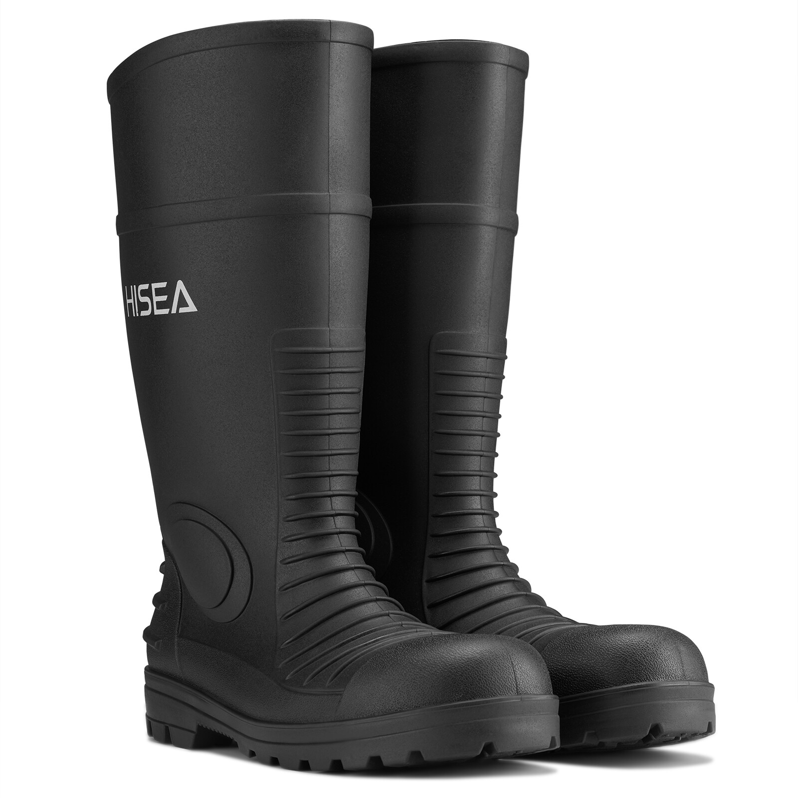 HISEA Men Steel Toe Rain Boots Waterproof Fishing Hunting Garden Mud Work Boots