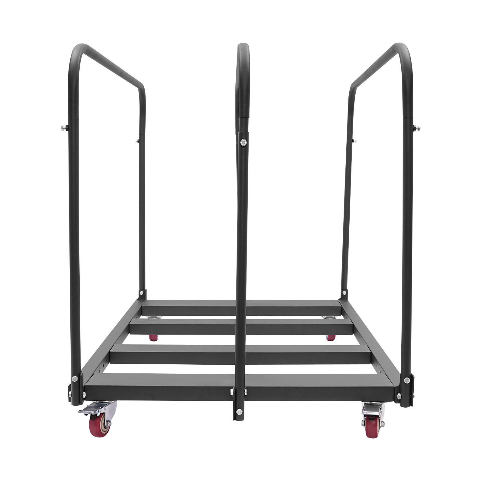 Folding Table Cart Q235 Steel 10-Table Trolley with Wheels & Handle Black