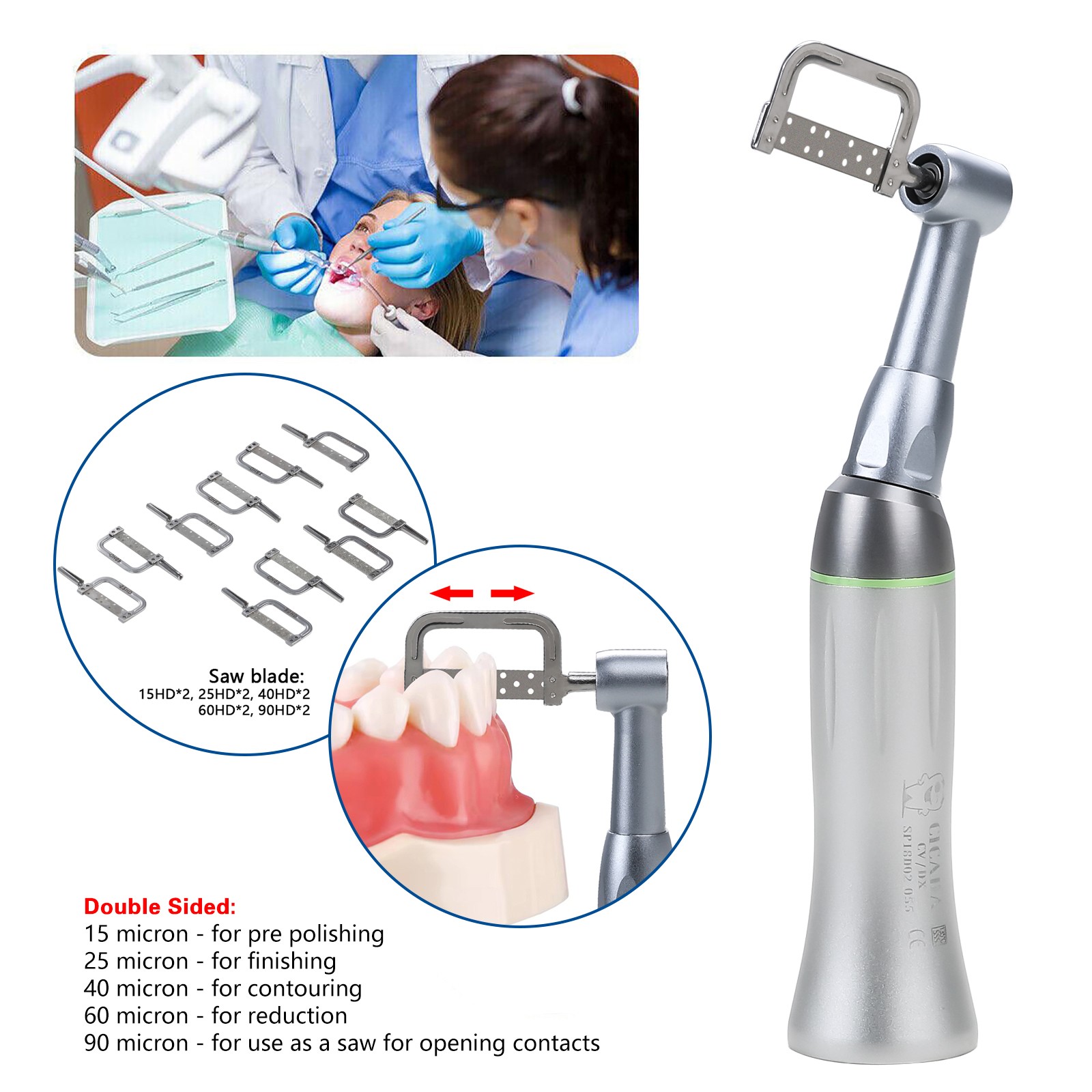 CICADA Dental 4:1 Contra Angle IPR Handpiece + Interproximal Strips Kit dk