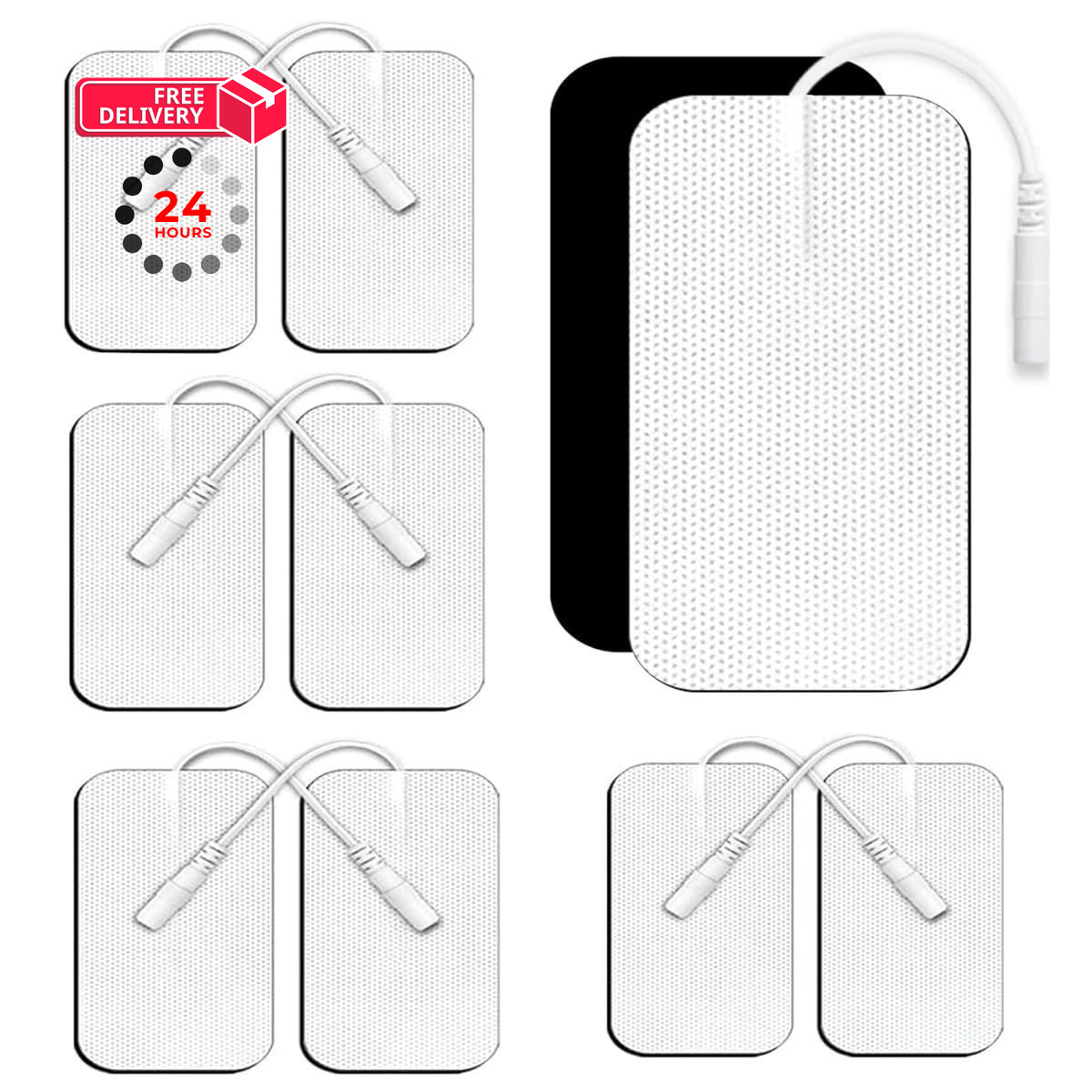 TENS Unit Electrode Pads, 10PCS 2″x 3.5″ Large Self-Adhesive White