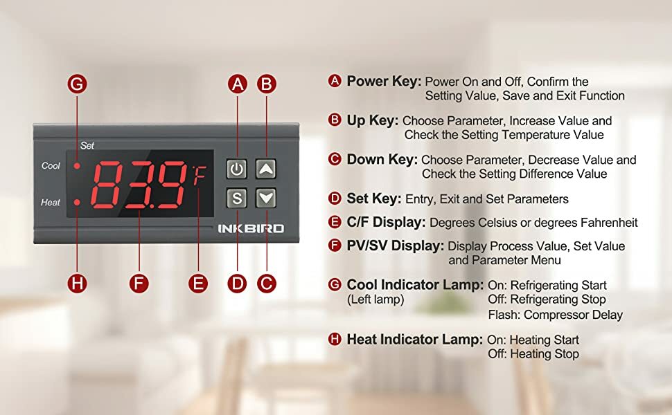 Inkbird Temperature Controller Thermostat 2 Relays Refrigerators Control 1100W