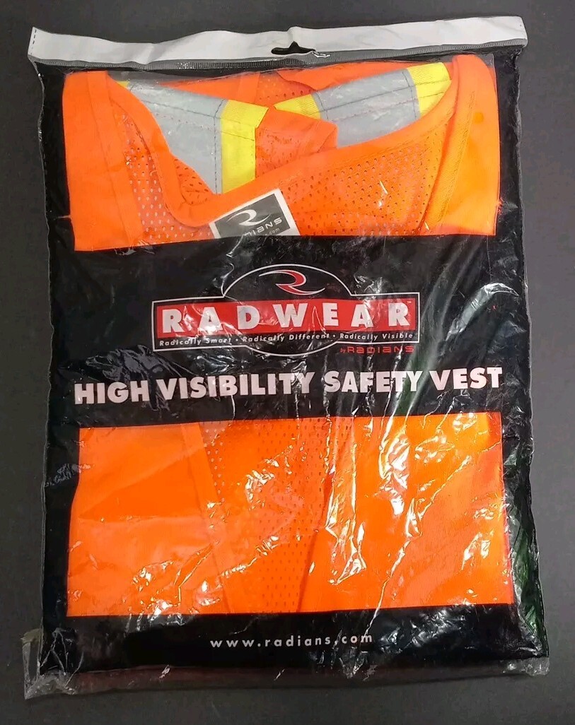 RADIANS SV60 2X Class-2 /Level-2 / Two Tone Hi~Visibility ORANGE SAFETY Vest NWT