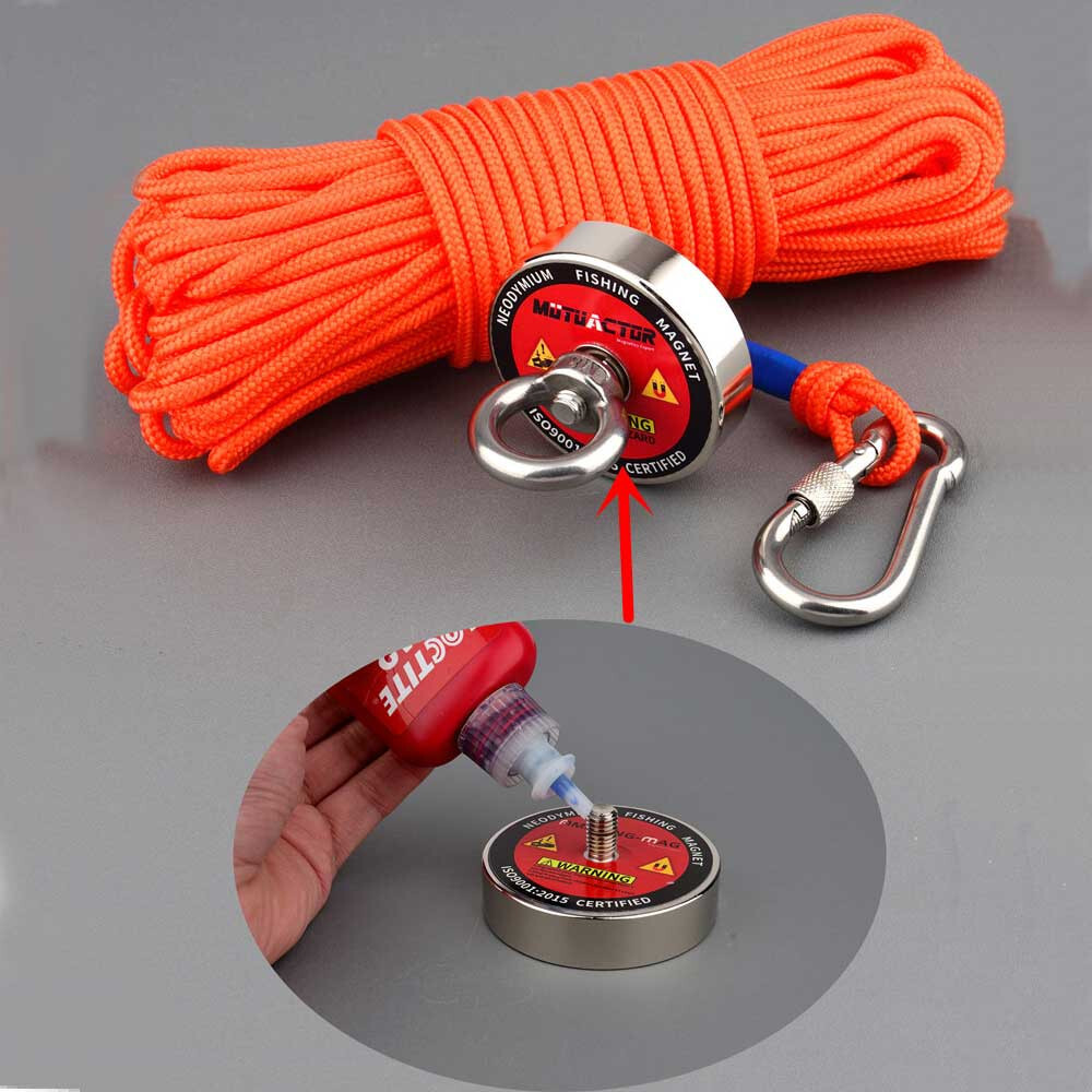 Strong Single side 150KG Fishing Magnet D60mm Set Retrieval Recovery Salvage