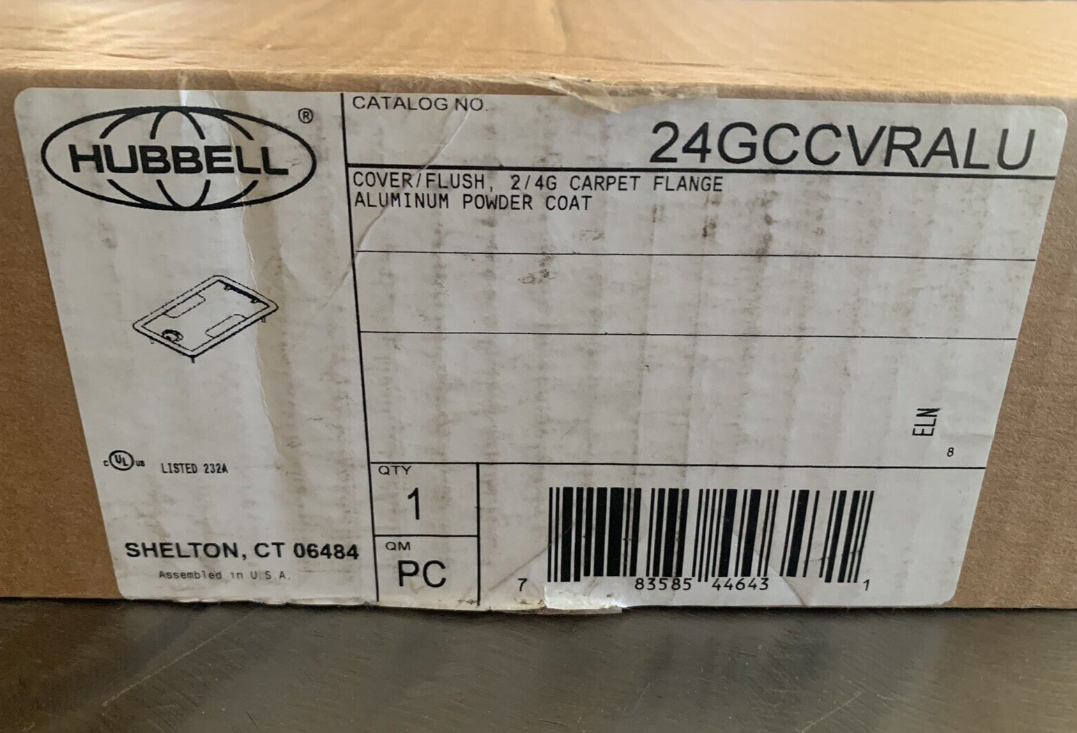 HUBBELL 24GCCVRALU COVER FLUSH 2/4G CARPET FLANGE ALUMINUM POWDER COAT (NEW)