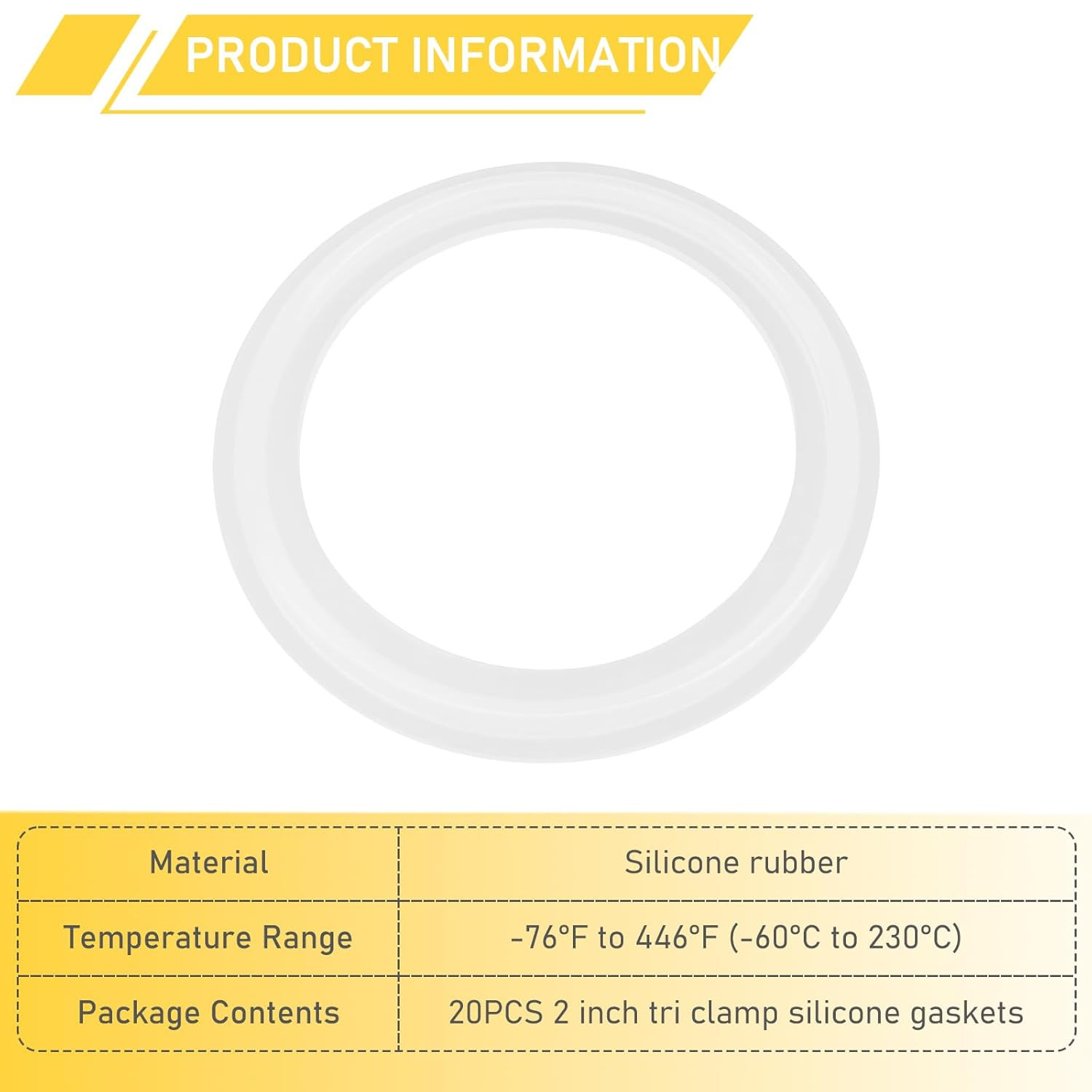2 Inch Tri Clamp Gasket for 2″ Sanitary Tri-Clamp O-Ring Seal Gaskets 20PCS