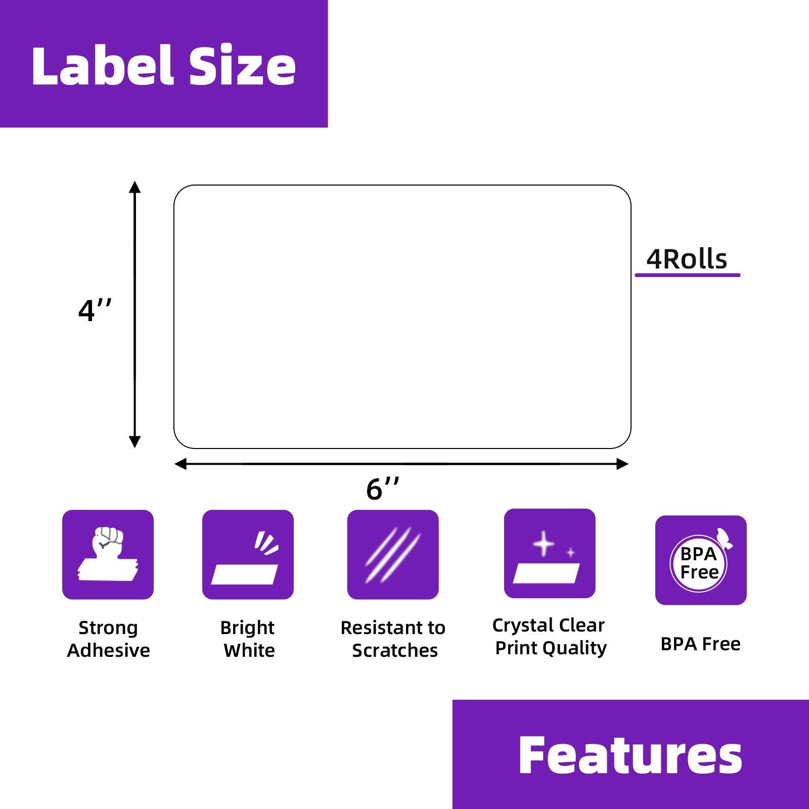 AveneMark 4 Stacks 2000 Labels 4″ 4″x 6″ Fanfold(4 Stacks-2000 Labels), White