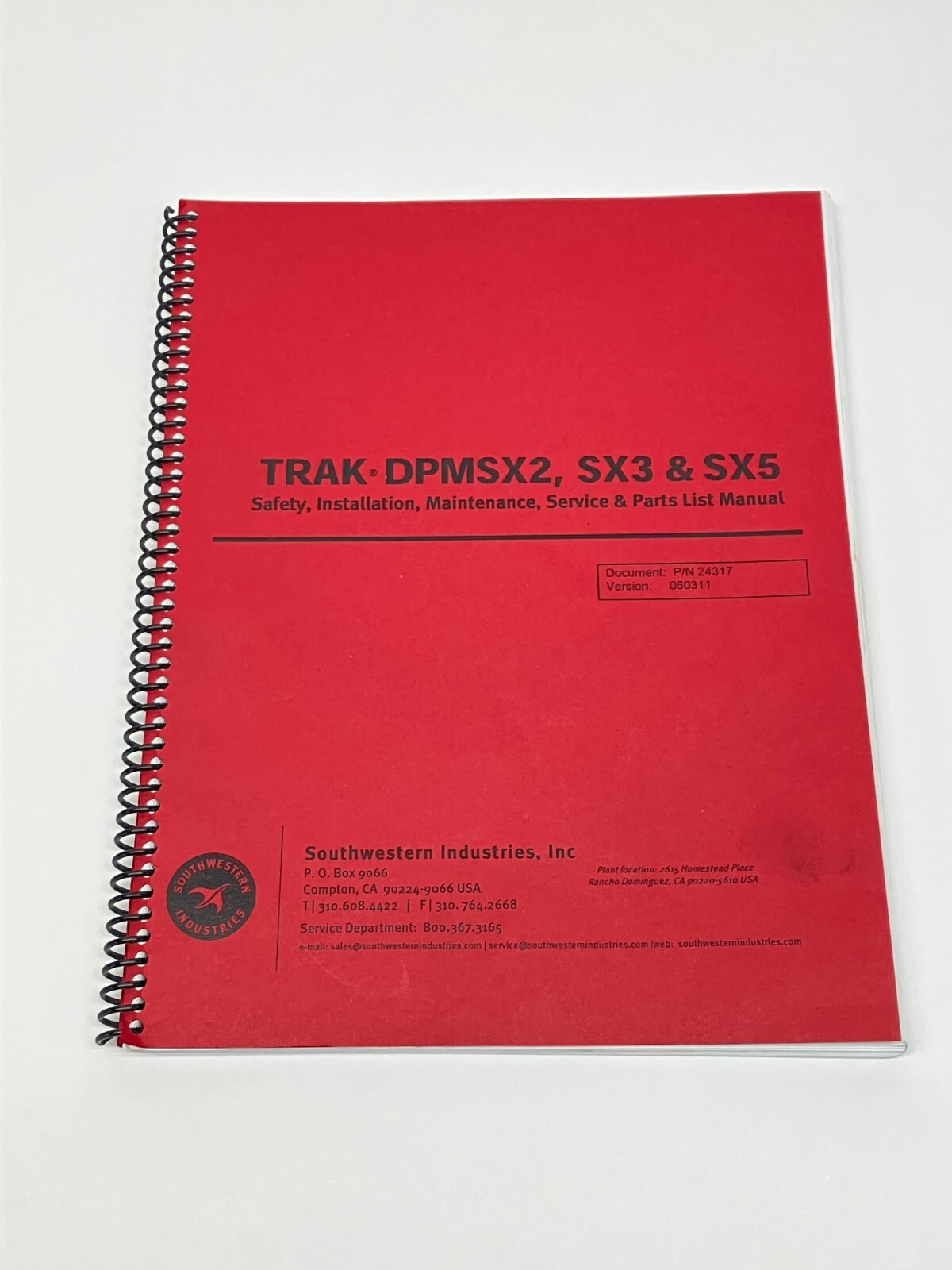 Southwestern Industries 24317 TRAK DPMSX2, SX3 & SX5 Manual & Parts List