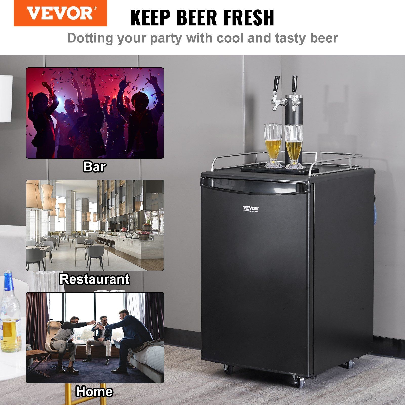 Integrated CO2 Beer Dispenser Dual Tap 32°F-50°F Operation