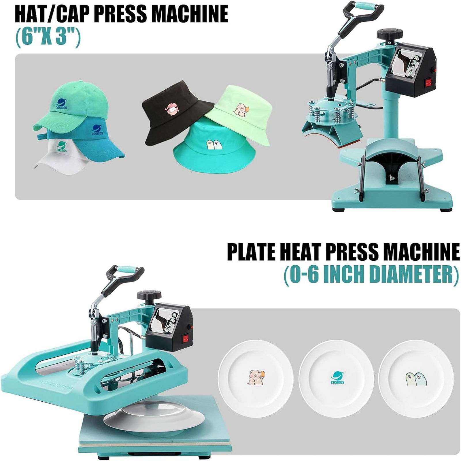 Combo 8 IN 1 T-Shirt Heat Press Transfer Machine 15″x15″ Sublimation Swing Away